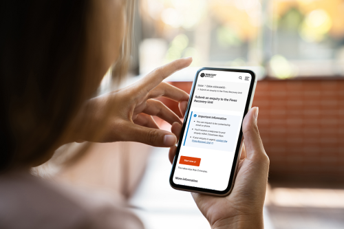 Person looking at website on mobile phone