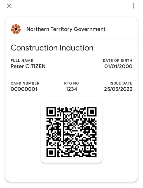 An example of what a digital white card looks like including an example of a QR code. 